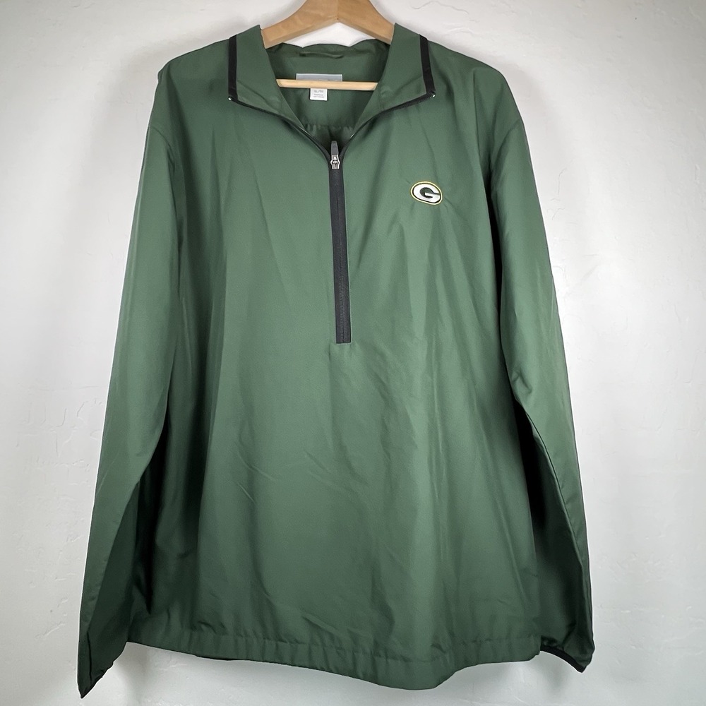 Cutter & Buck Green Bay Packers Mens Green Long Sleeve 1/2 Zip Windbreaker XL